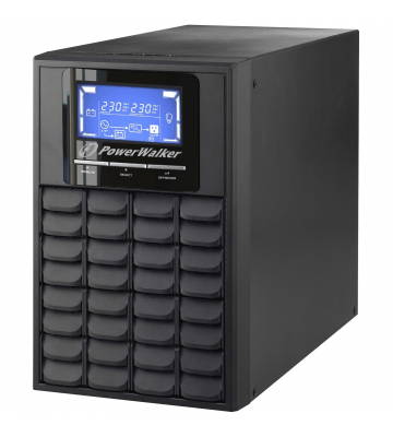 Sistema de alimentación ininterrumpida (UPS) PowerWalker On-Line de 1000 VA con pantalla LCD.