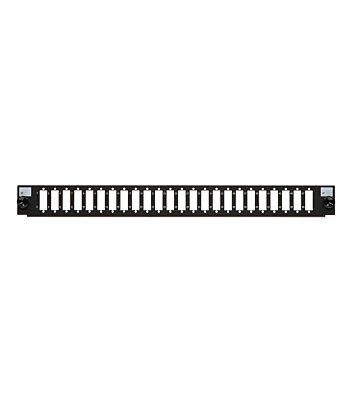 Conector frontal LC/SC de 24 puertos, color negro, apto para bandeja de fibra universal.