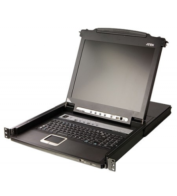Consola KVM de 1U y 17 pulgadas con conmutador KVM de 8 puertos x PS/2