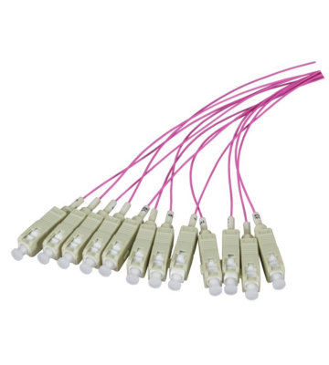 Cable de fibra de vidrio OM4 color púrpura ST - 12 piezas