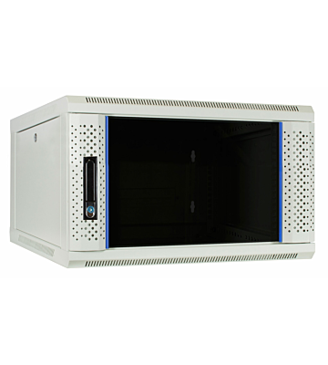 Armario de pared blanco de 4U con puerta de cristal de 600x600x280 mm (ancho x profundidad x alto)