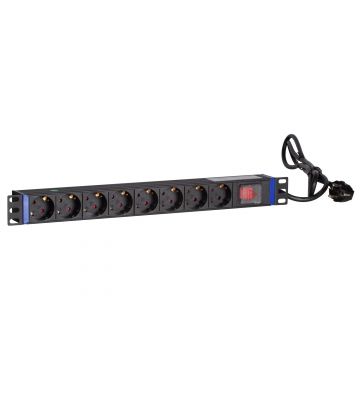 Regleta de enchufes de 19 pulgadas y 8 tomas con interruptor