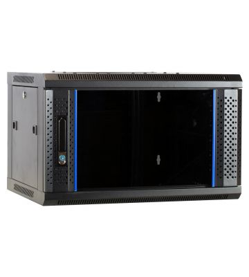 Armario de pared 6U con puerta de cristal 600x450x368 mm (Ancho x Profundidad x Alto)
