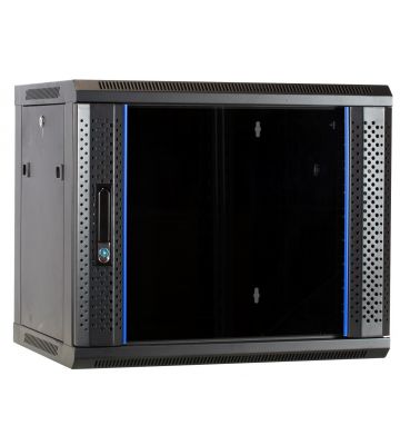 Armario de pared de 9U sin ensamblar con puerta de cristal de 600x450x500 mm (ancho x profundidad x alto)