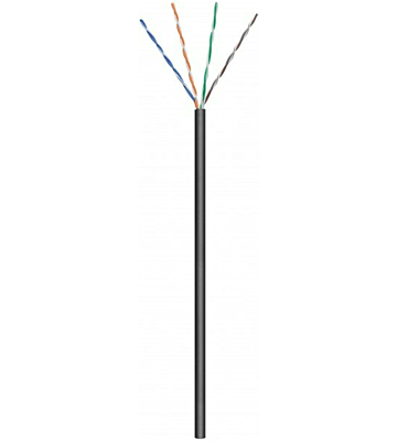 Cable CAT6 U/UTP de 100 m para exteriores en carrete, flexible, negro, CCA