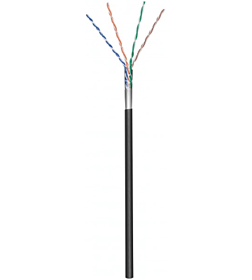Cable CAT5e FTP de 100 m para exteriores, flexible, negro, con revestimiento CCA, en bobina.