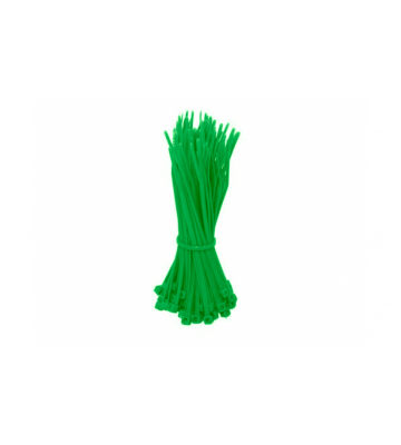 Bridas para cables de 140 mm, color verde - 100 unidades