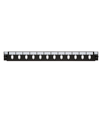 Conector frontal LC/SC de 12 puertos, dúplex/simplex negro, apto para bandeja de fibra universal.
