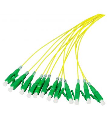 Cable flexible de fibra de vidrio OS2 amarillo LC/APC - 12 piezas
