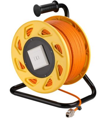 Carrete de cable CAT7 S/FTP con conector Keystone CAT6a - RJ45 - 50 metros