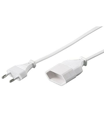 Cable de extensión de alimentación con enchufe europeo, 2 m, blanco