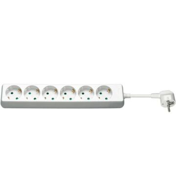Regleta de enchufes de 6 tomas, 3 m, blanca