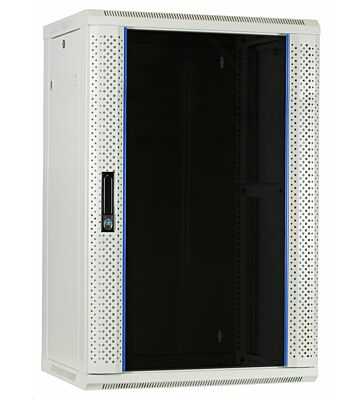 Armario de pared blanco de 18U con puerta de cristal de 600x450x900 mm (ancho x profundidad x alto)