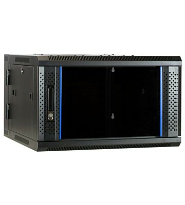Armario de pared 6U (inclinable) con puerta de cristal de 600x600x368 mm (ancho x profundidad x alto)