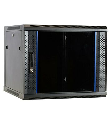 Armario de pared de 9U sin montar con puerta de cristal de 600x600x500 mm (ancho x profundidad x alto)