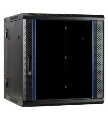 Armario de pared de 12U (inclinable) con puerta de cristal de 600x600x635 mm (ancho x profundidad x alto)