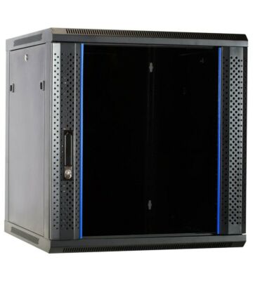 Armario de pared de 12U sin montar con puerta de cristal de 600x600x635 mm (ancho x profundidad x alto)