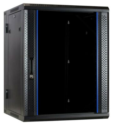 Armario de pared de 15U (inclinable) con puerta de cristal de 600x600x770 mm (ancho x profundidad x alto)