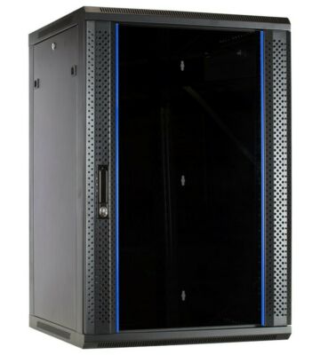 Armario de pared de 18U con puerta de cristal de 600x600x900 mm (ancho x profundidad x alto)
