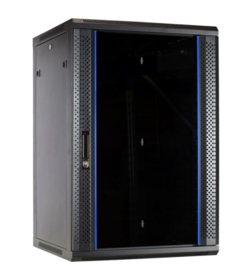 Armario de pared de 22U con puerta de cristal de 600x600x1100 mm (ancho x profundidad x alto)