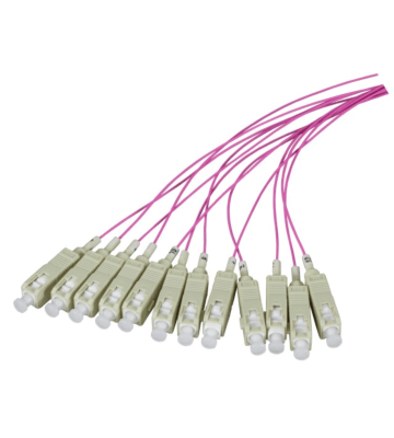 Cable flexible de fibra de vidrio OM4 color púrpura LC - 12 piezas