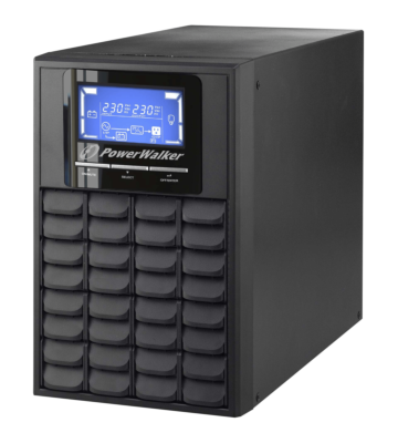 Sistema de alimentación ininterrumpida (UPS) PowerWalker On-Line de 1000 VA con pantalla LCD.