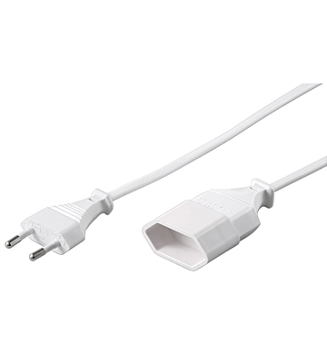 Cable de extensión de alimentación con enchufe europeo de 5 m, color blanco