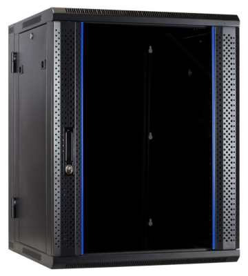 Armario de pared de 22U (inclinable) con puerta de cristal de 600x600x1100 mm (ancho x profundidad x alto)