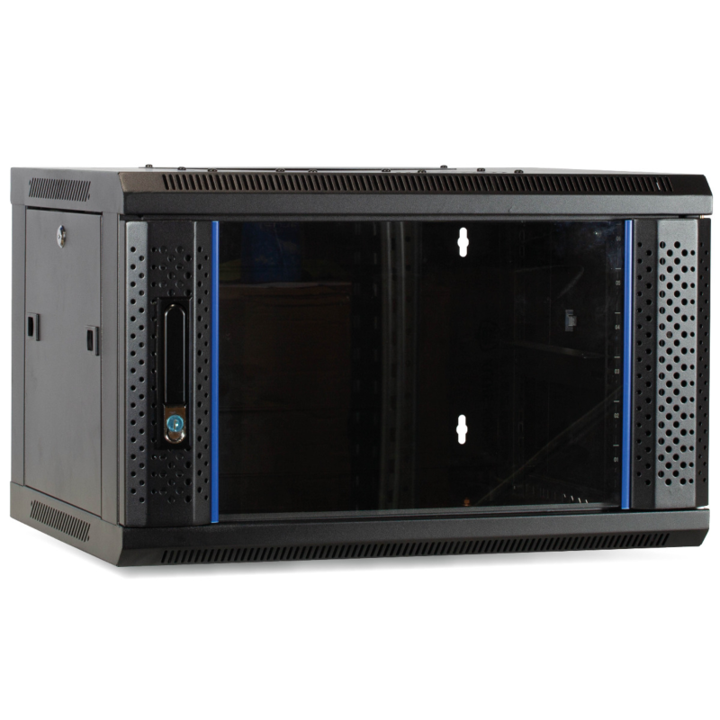 Armario de pared 4U con puerta de cristal 600x450x280 mm (Ancho x Profundidad x Alto)