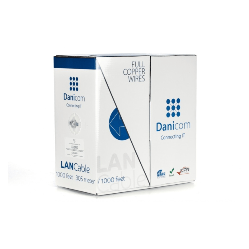 Cable DANICOM CAT6 100% UTP de cobre de 305 m en rollo rígido - LSZH (Cca)