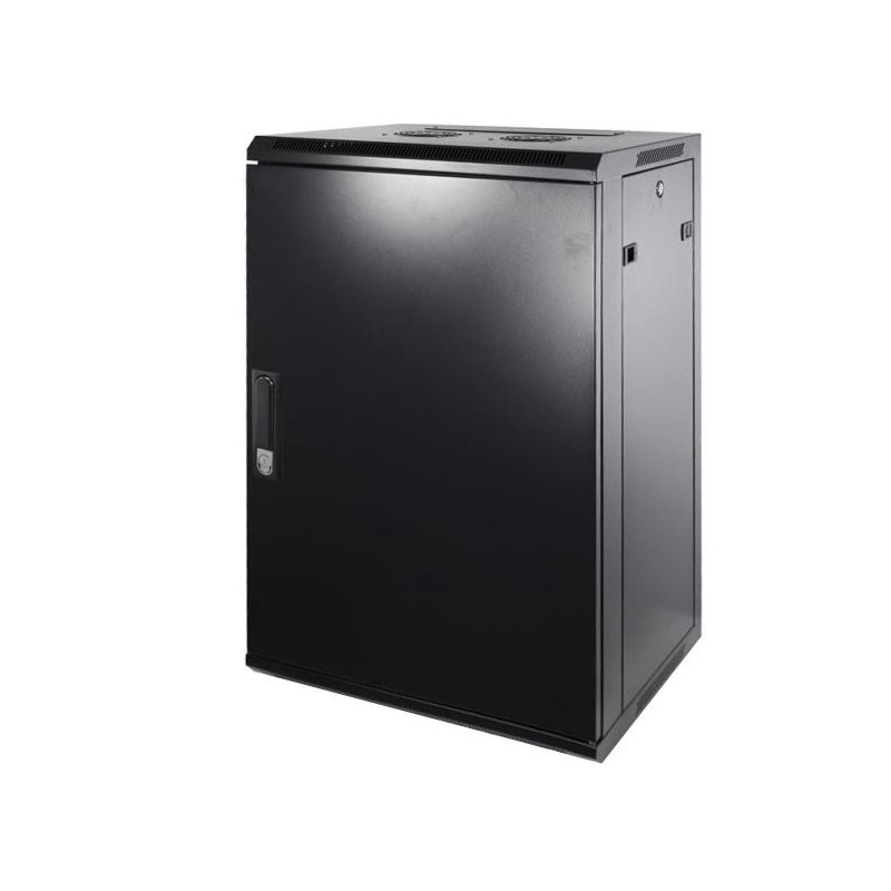 Armario de pared de 18U con puerta metálica de 600x600x900 mm (ancho x profundidad x alto)