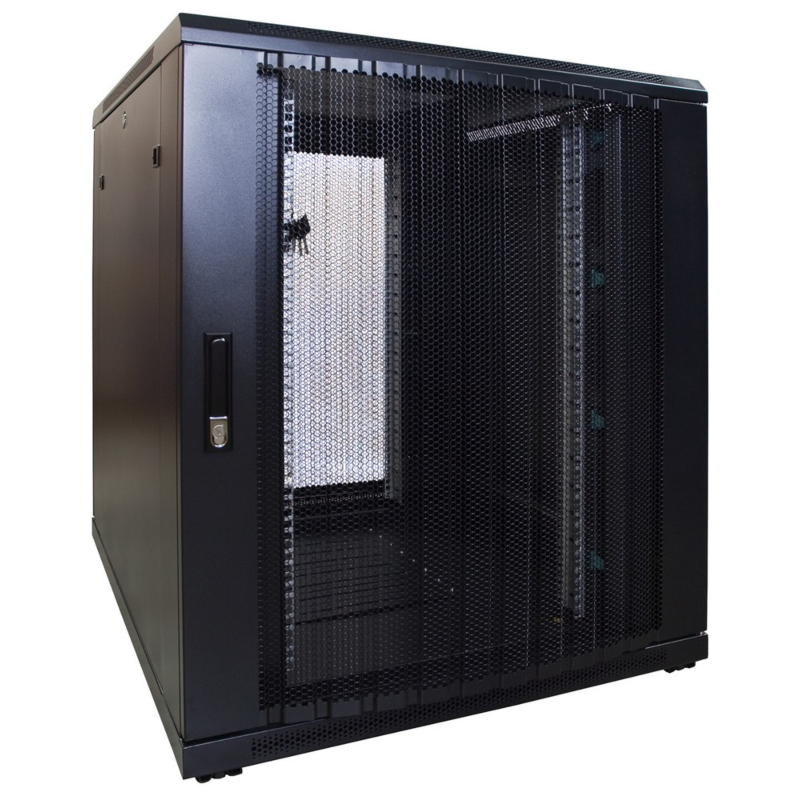 Armario para miniservidor de 12U con puerta perforada de 800x1200x720 mm (ancho x profundidad x alto)