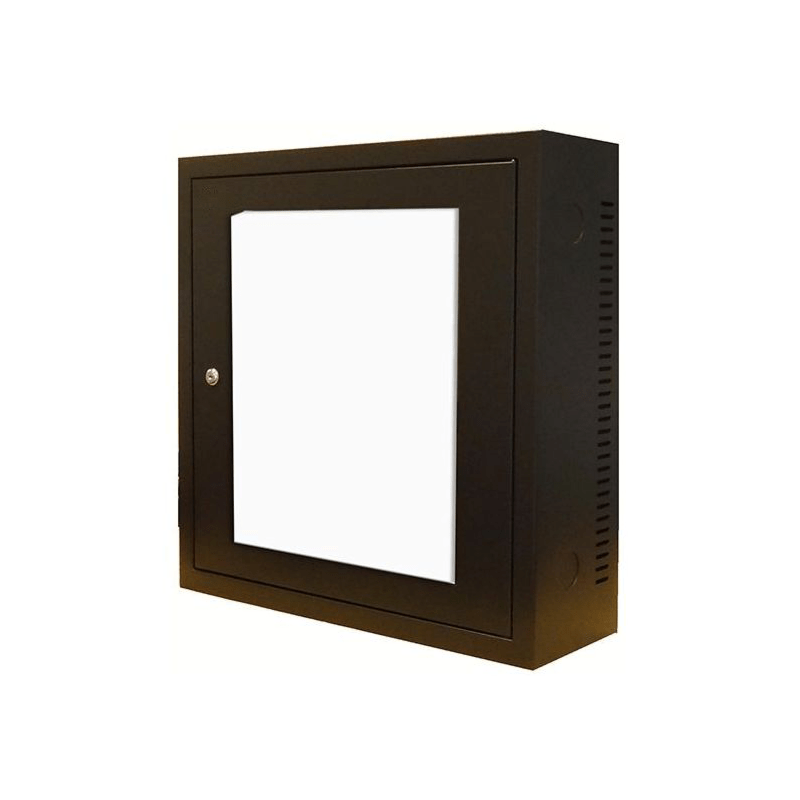Armario de pared 3U con puerta de cristal de 185 mm de profundidad.