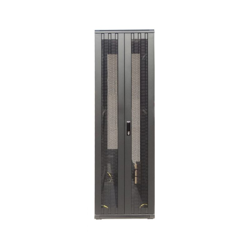 Armario para servidores de 47U con puertas frontales y traseras doblemente perforadas de 600x800x2200 mm (ancho x profundidad x alto).