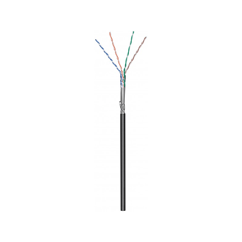Cable CAT6 S/FTP de 50 m para exteriores en carrete, flexible, negro, CCA