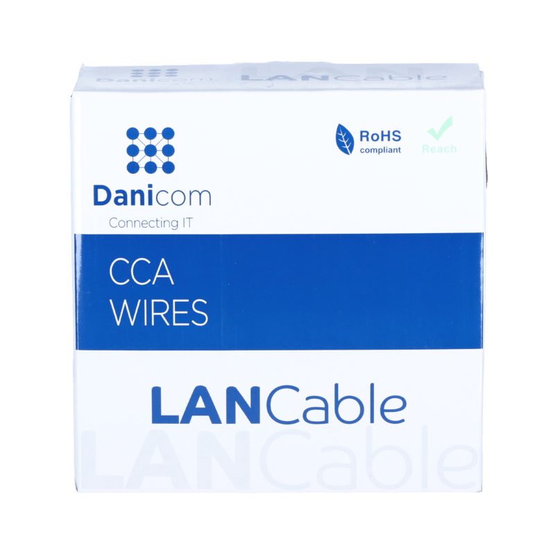 Cable CAT5e U/UTP de 100 m para exteriores en carrete, rígido, negro, CCA
