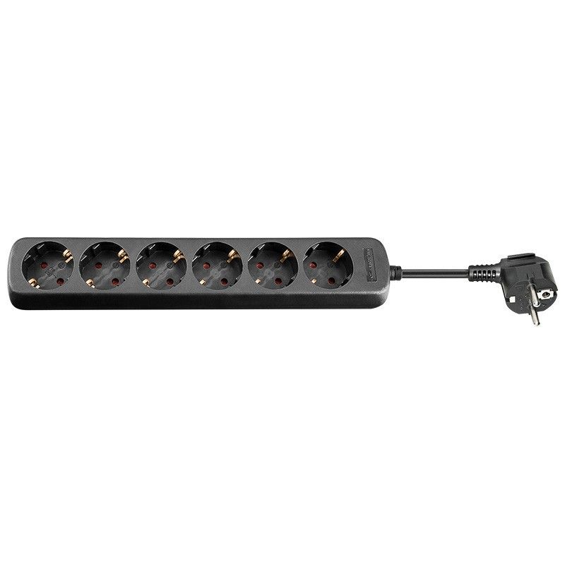 Regleta de enchufes de 6 tomas 3M negra