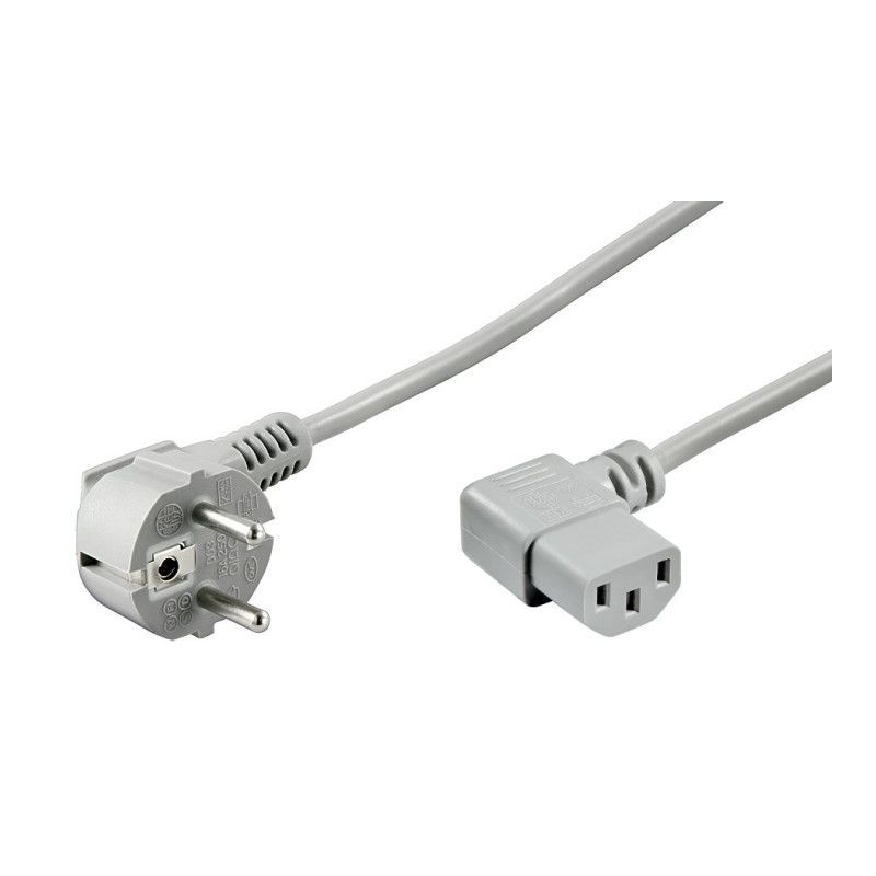 Cable de alimentación angular Schuko a C13 de 2 m, color gris