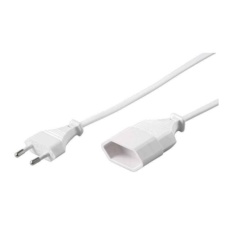 Cable de extensión de alimentación con enchufe europeo, 2 m, blanco