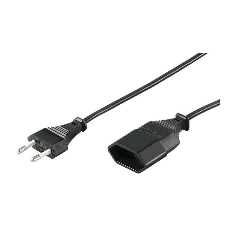 Cable de extensión de alimentación con enchufe europeo de 5 m, color negro