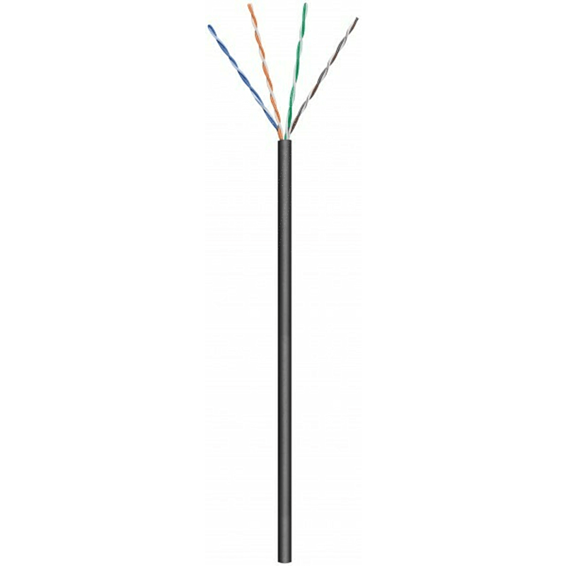 Cable CAT6 U/UTP de 50 m para exteriores en carrete, rígido, negro, CCA
