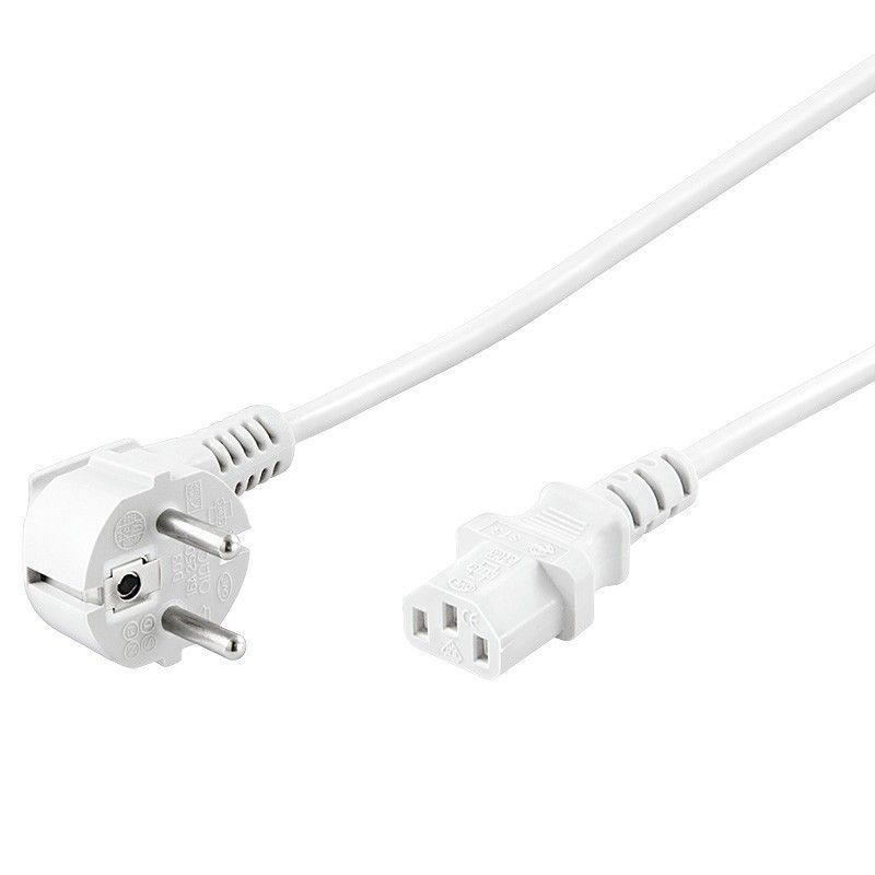 Cable de alimentación en ángulo recto Schuko a C13 de 3 m, blanco