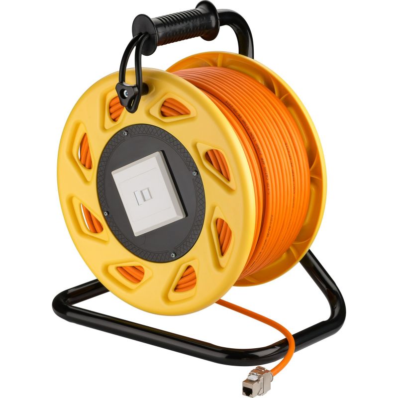 Carrete de cable CAT7 S/FTP con conector Keystone CAT6a - RJ45 - 90 metros