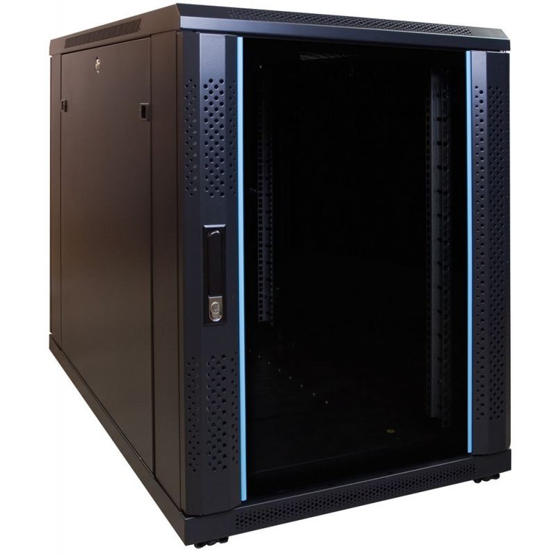 Armario para miniservidor de 15U con puerta de cristal, 600x1000x860 mm (ancho x profundidad x alto).