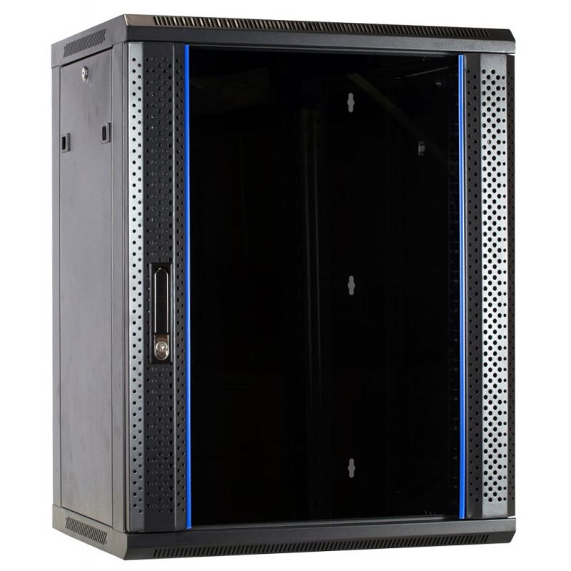 Armario de pared de 15U con puerta de cristal de 600x450x770 mm (ancho x profundidad x alto)