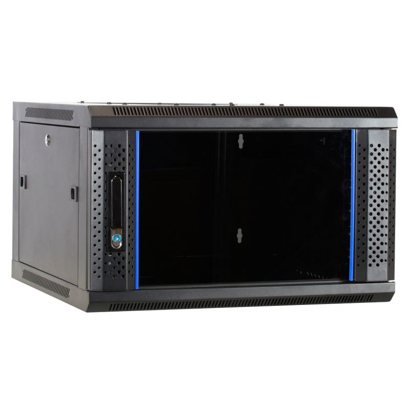 Armario de pared 6U con puerta de cristal 600x600x368 mm (Ancho x Profundidad x Alto)