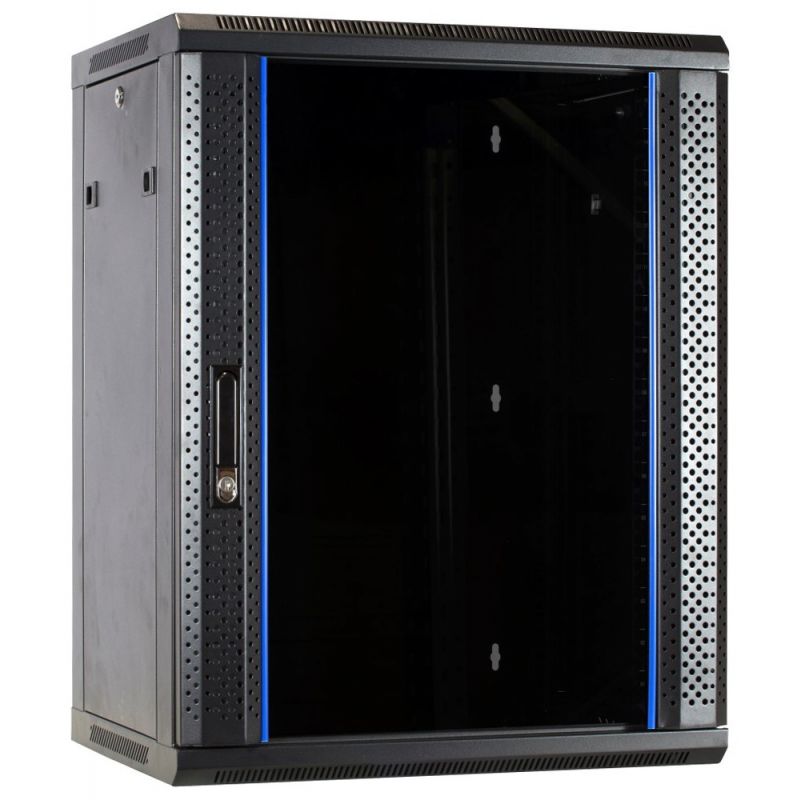 Armario de pared de 15U con puerta de cristal de 600x600x770 mm (ancho x profundidad x alto)