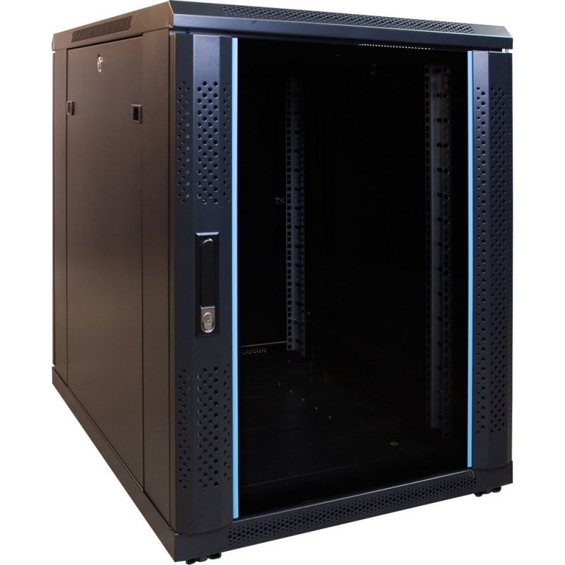 Armario para miniservidor de 15U con puerta de cristal, 600x600x860 mm (ancho x profundidad x alto).