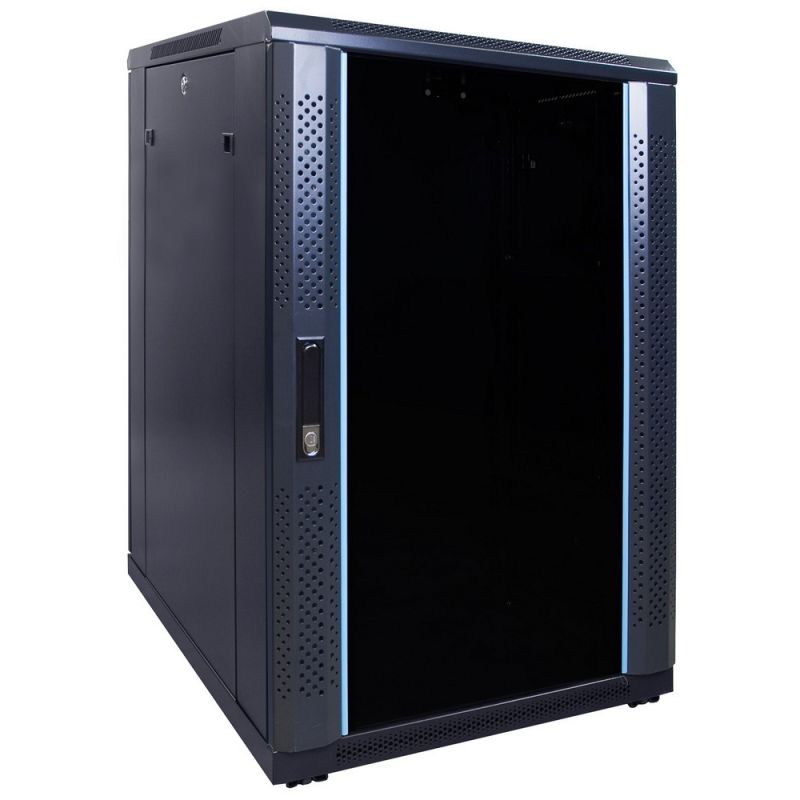 Armario para servidores de 18U con puerta de cristal de 600x800x1000 mm (ancho x profundidad x alto)