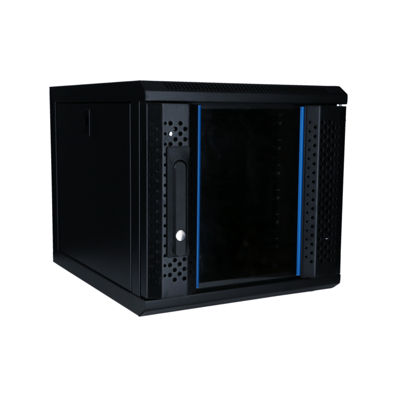 Armario para servidores de 10 pulgadas y 6U con puerta de cristal, 370 x 450 x 370 mm (ancho x profundidad x alto).